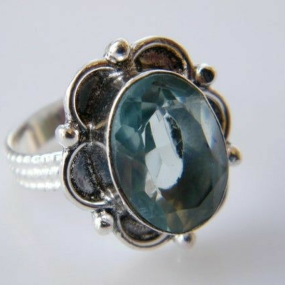 Jewelry - Green Quartz Silver Vermeil Ring